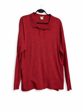 L.L. Bean Pima Cotton Long Sleeve Polo Red XL Tall (XLT) Men